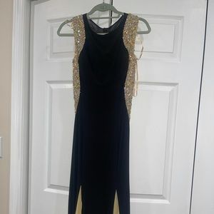 Long gown black and nude rhinestone
